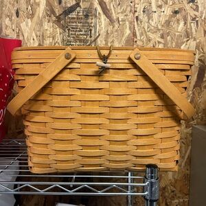 Large Longaberger basket with insert and stackable stands.